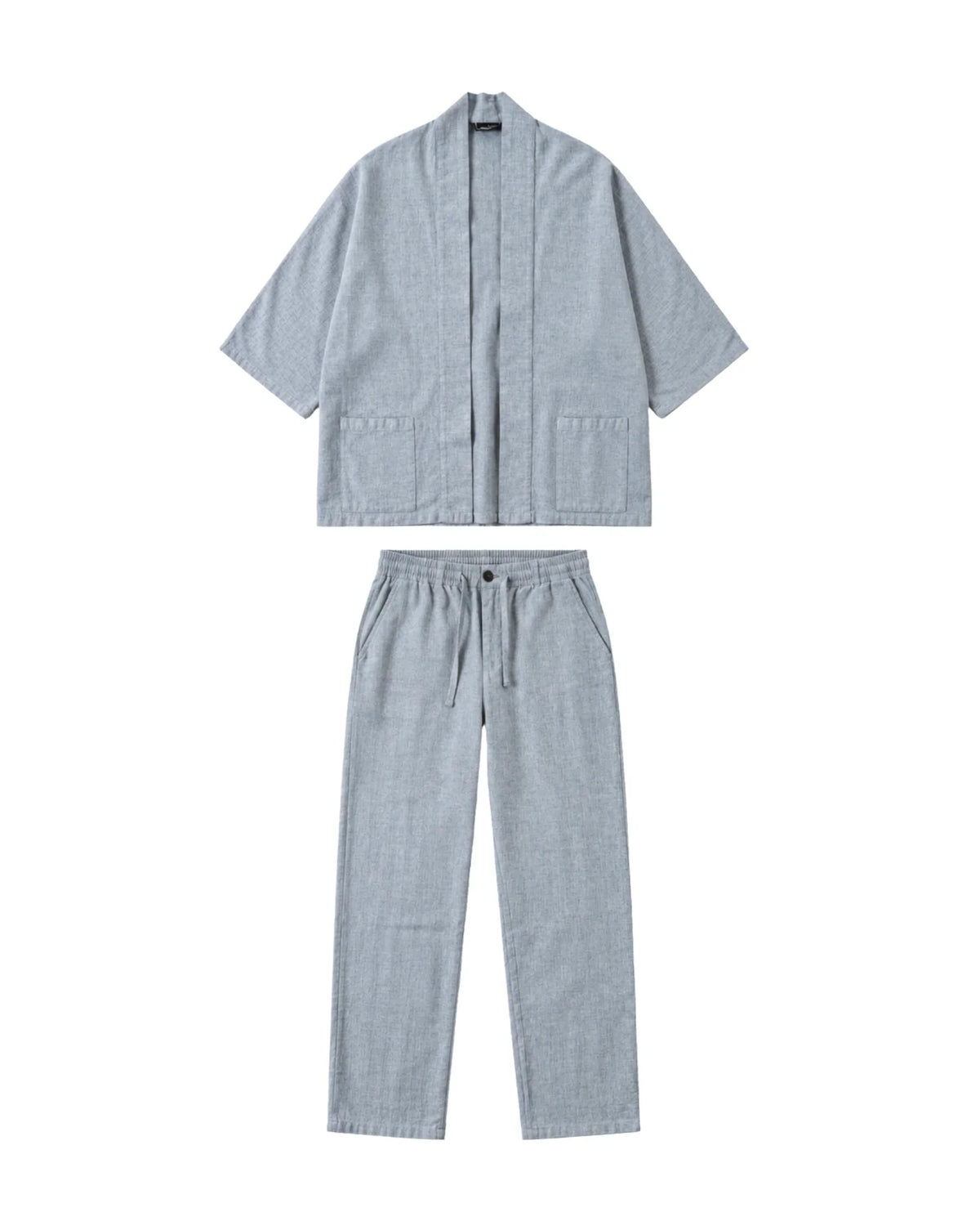 Sema linen kimono set-silver mist